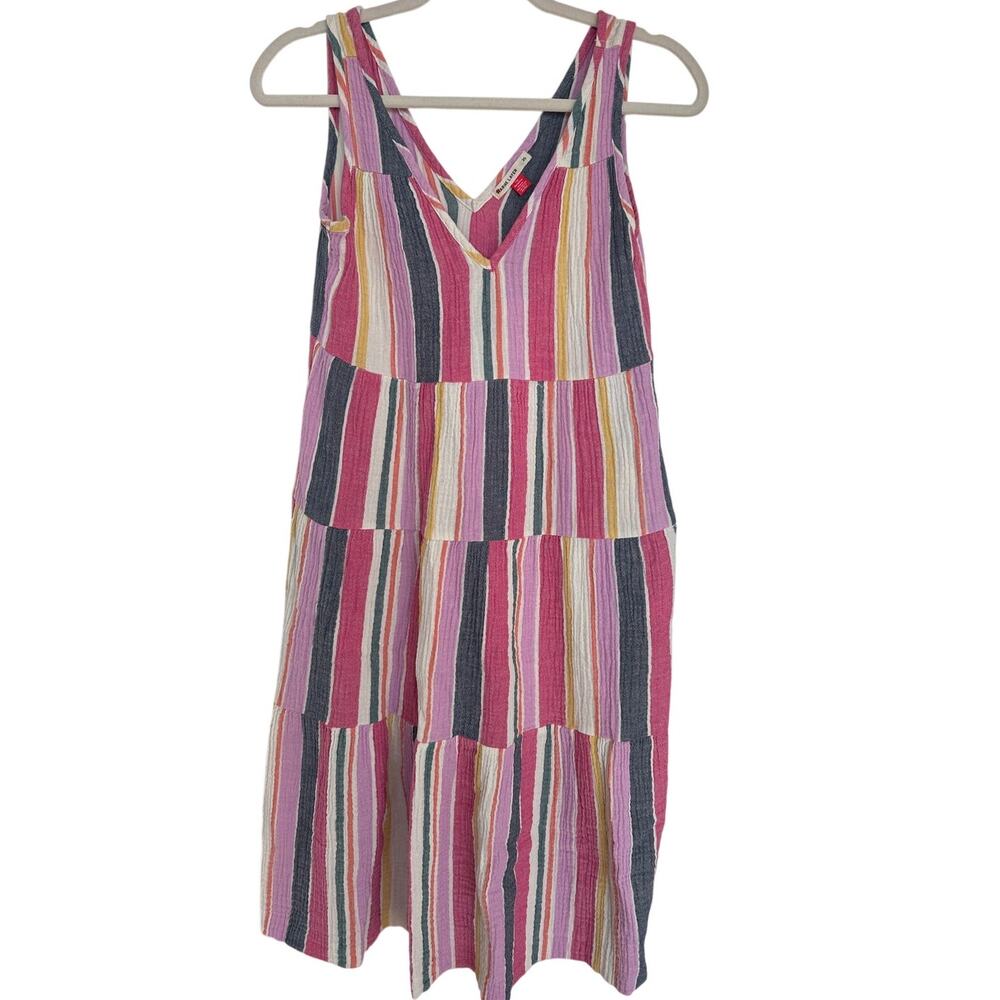 Marine Layer Cotton Gauze Corinne V-Neck Tiered Relaxed Maxi Dress Size XS